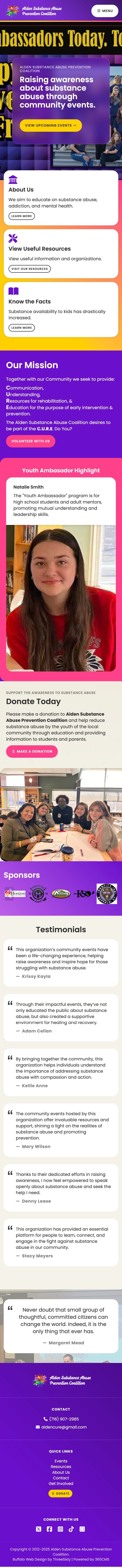 Alden Substance Abuse Prevention Coalition Website - Mobile