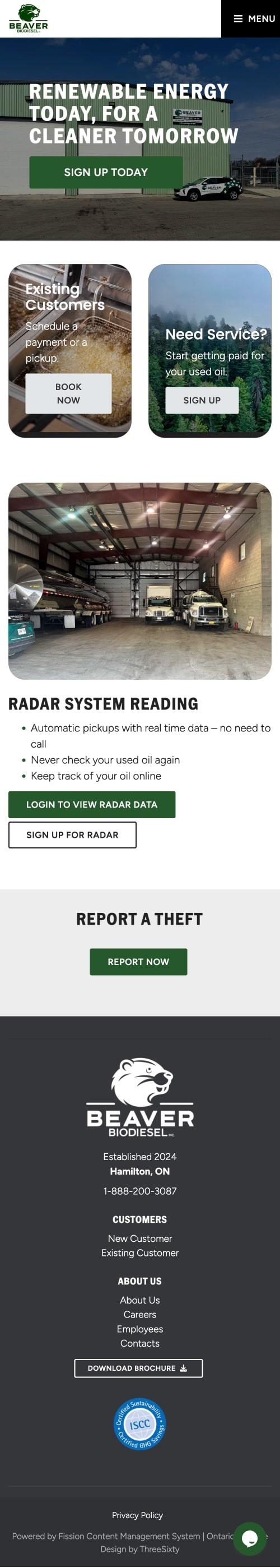 Beaver Biodiesel Website - Mobile